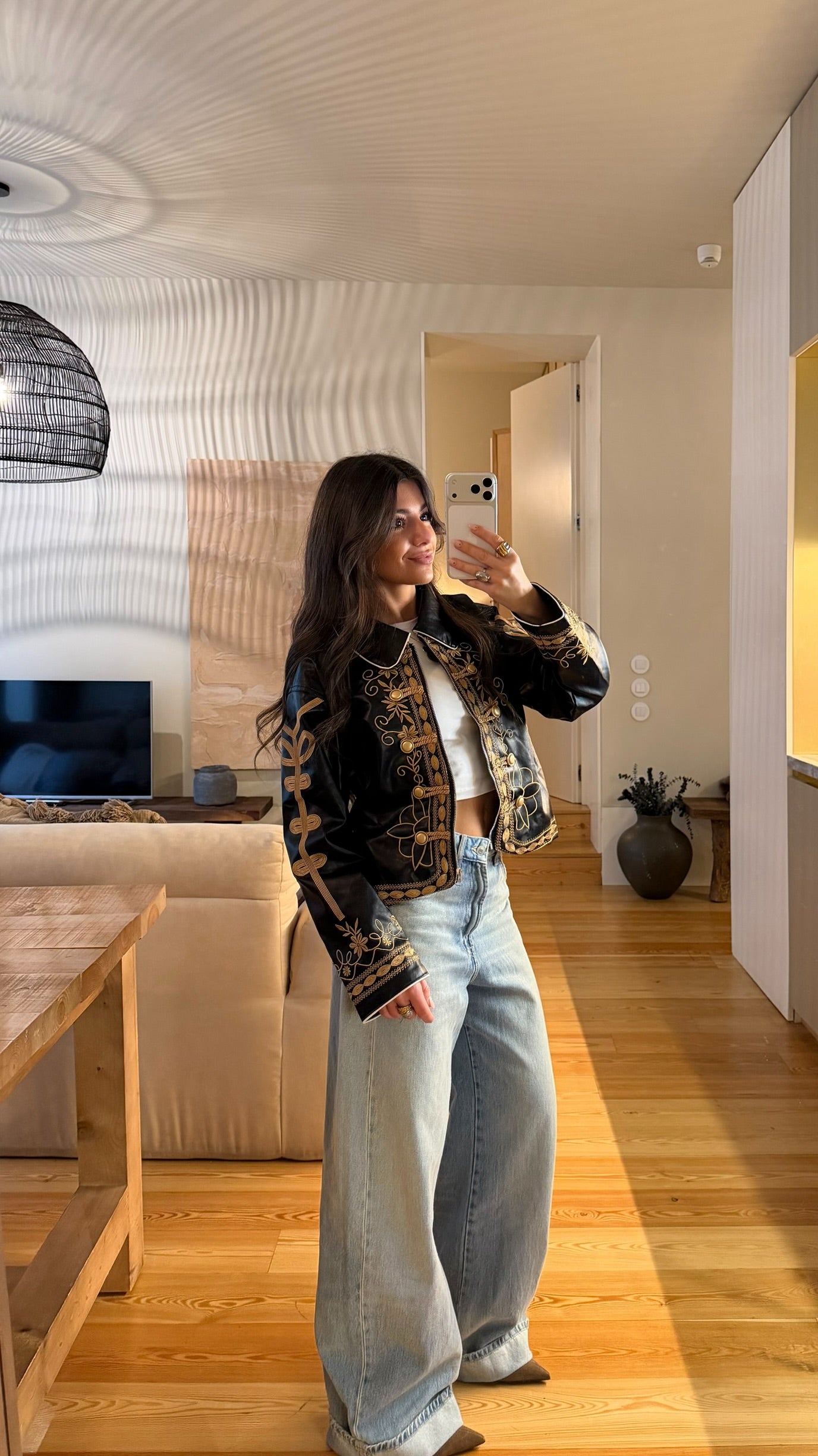 Black Faux Leather Napoleonic Jacket