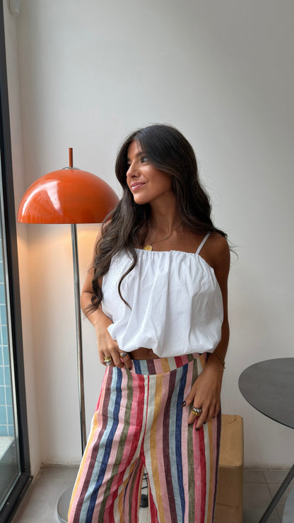 White Bubble Crop Top