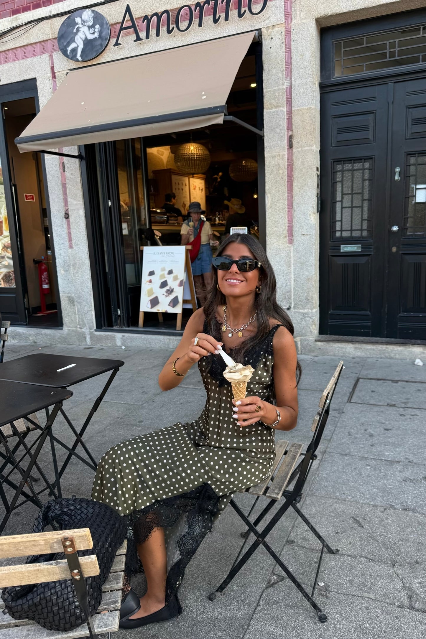 Olive Polka Dot Slip Dress