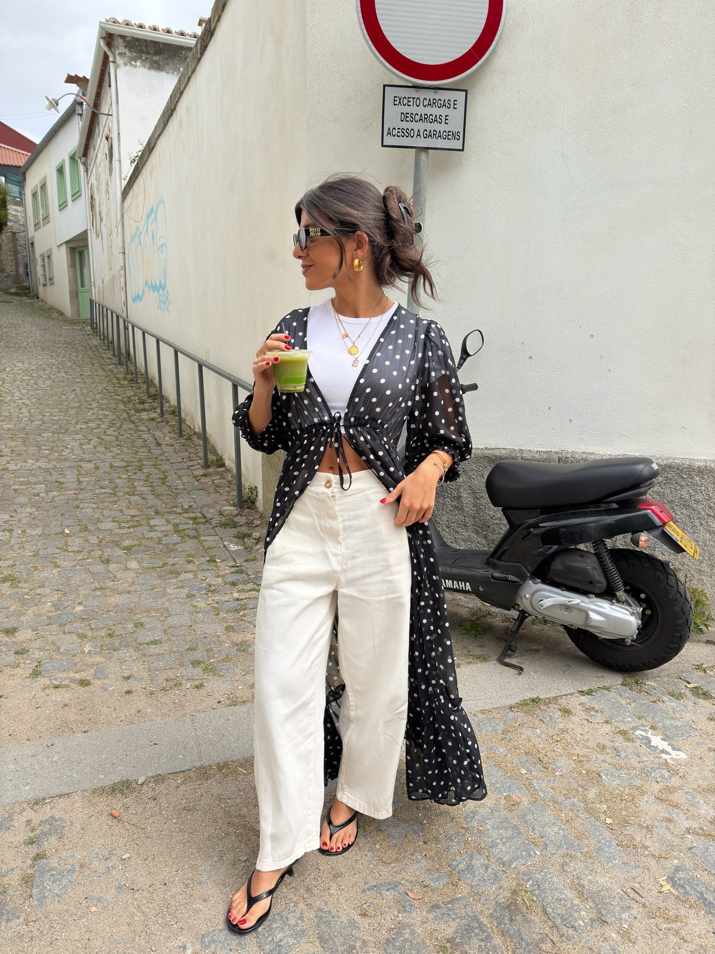 Polka Dot Sheer Maxi Kimono