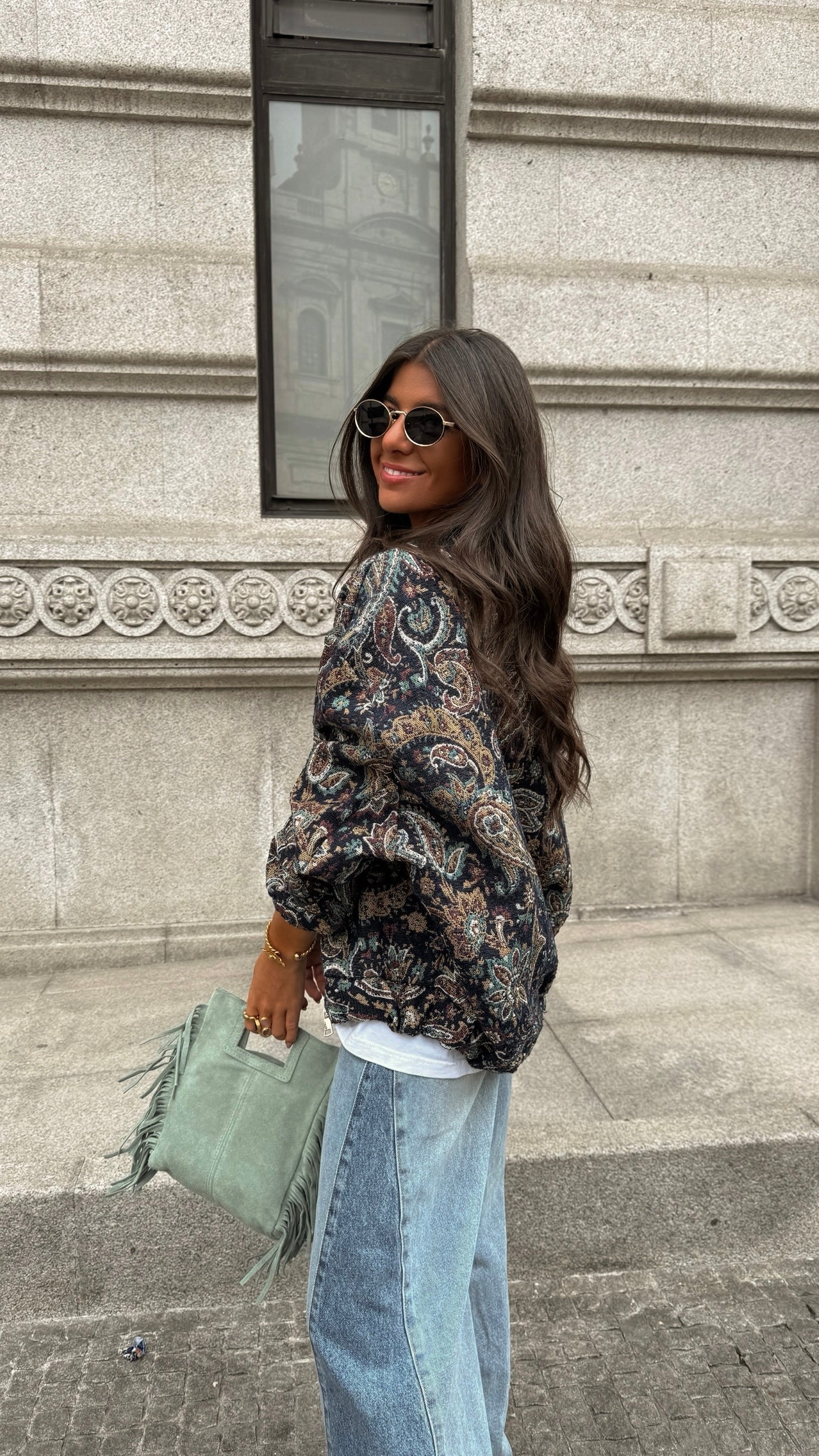 Paisley Bomber Jacket - Blue Tones