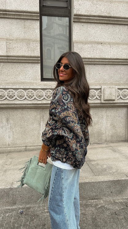 Paisley Bomber Jacket - Blue Tones