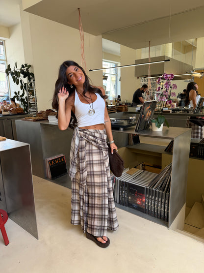 Mocha Plaid Skirt