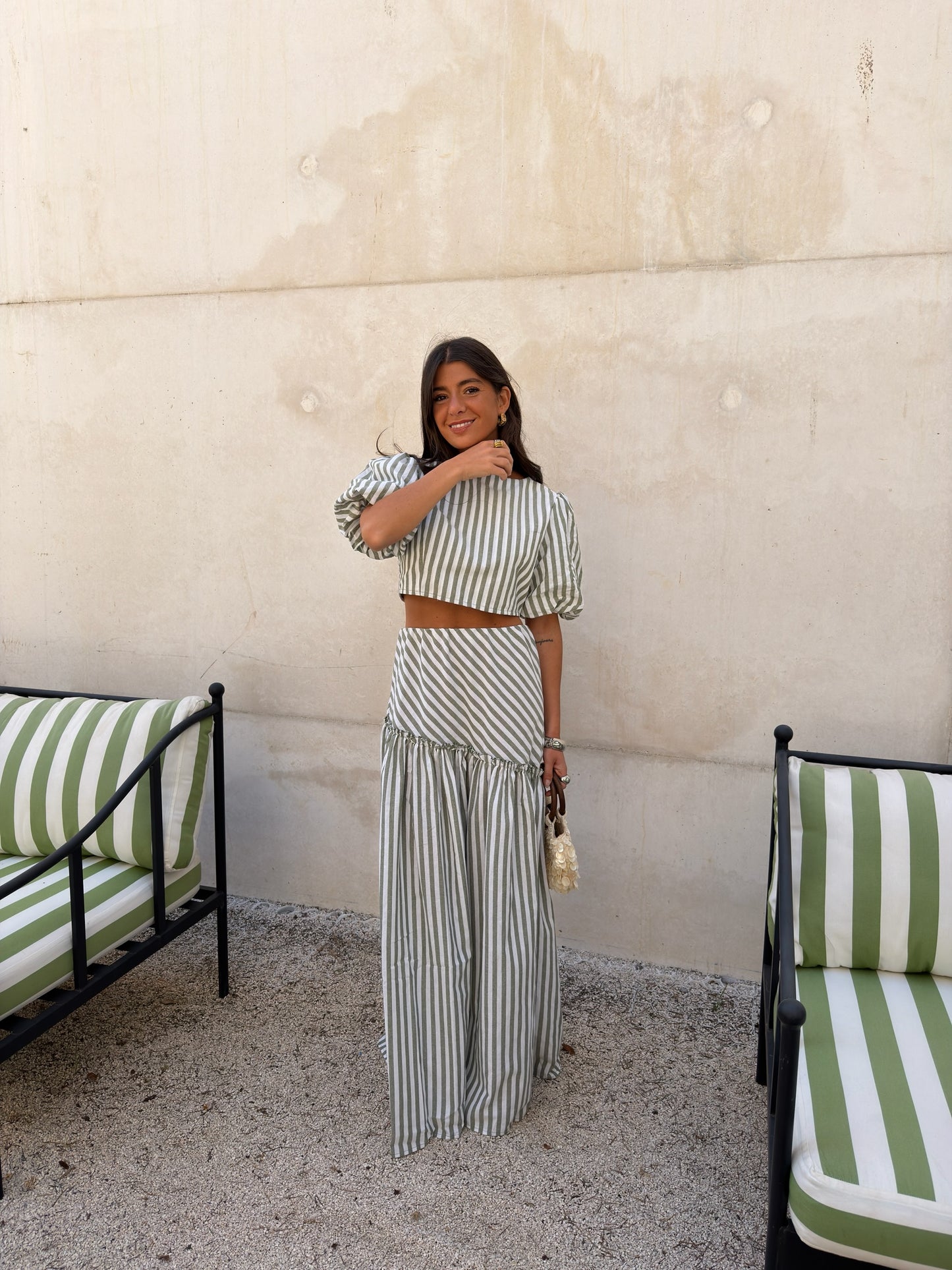 Sage Stripe Set