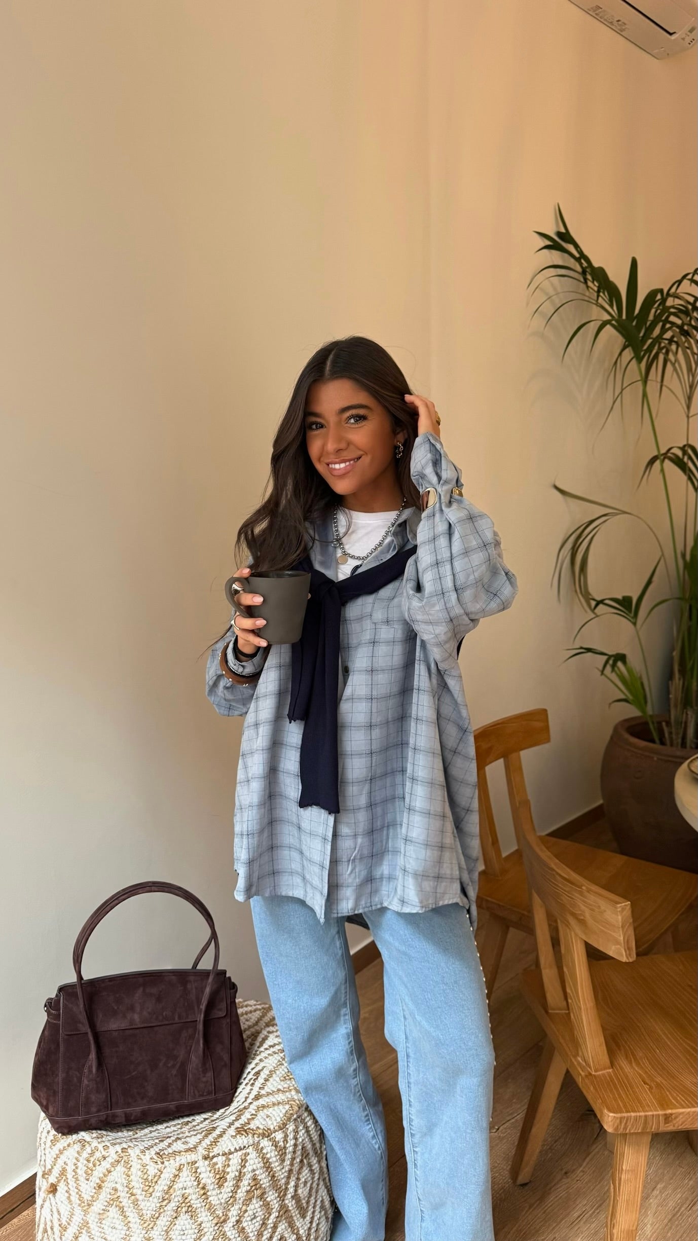 Two-in-One Shirt in Baby Blue (w/ satin lining)