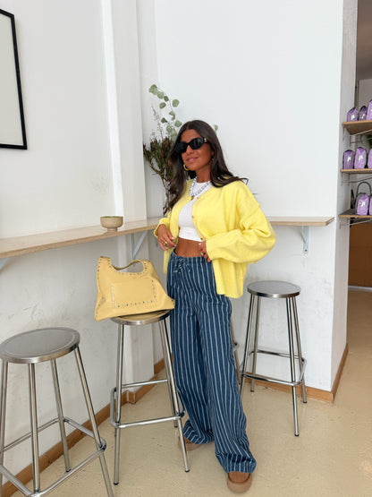 Striped Wide-Leg Jeans