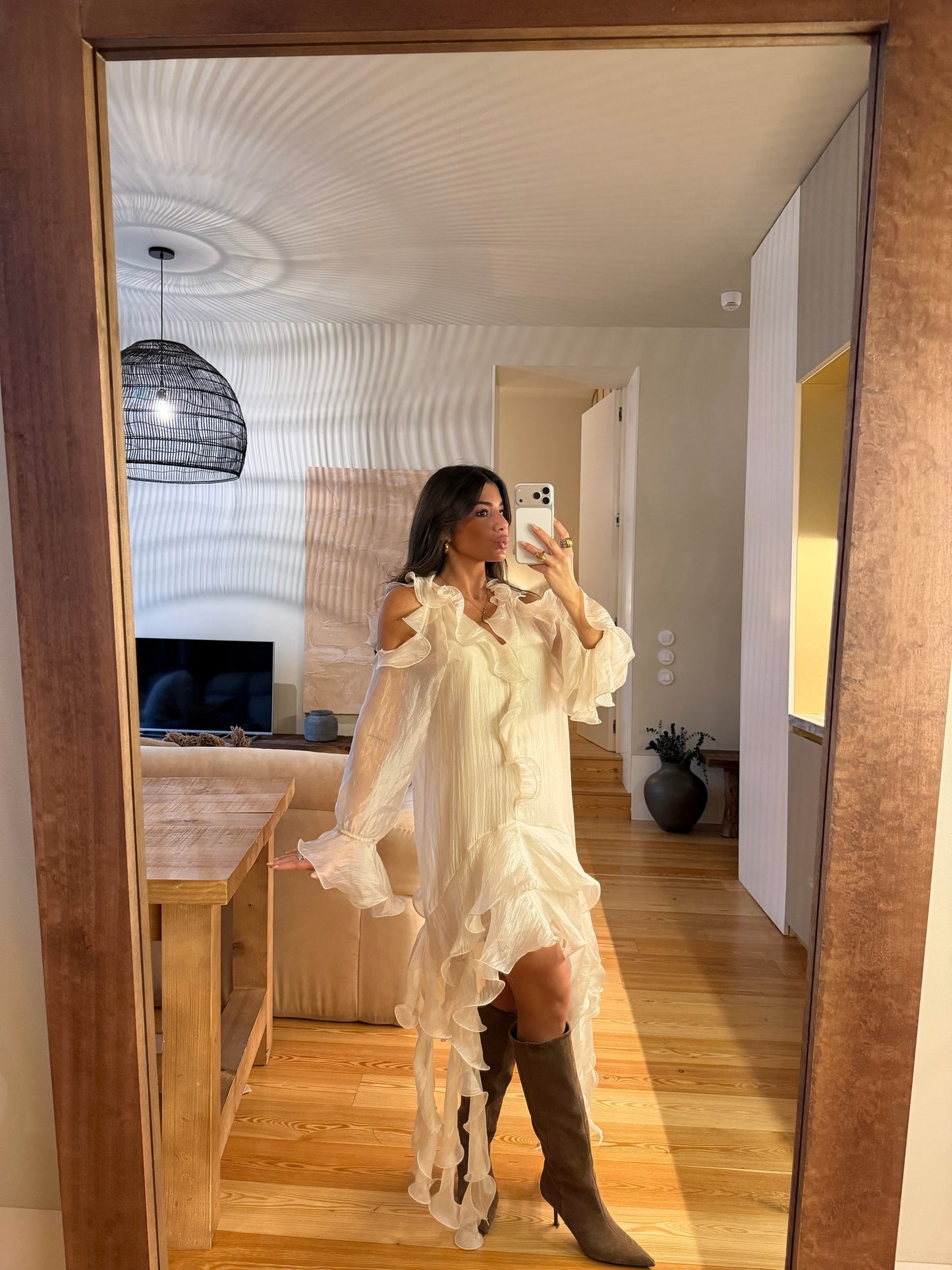 Romantic Sheer Ruffle Dress