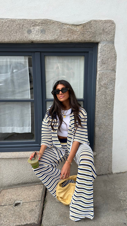 Golden Coast Stripe Crochet Pants