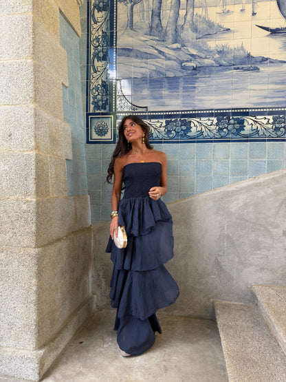 Navy Tiered Maxi Dress