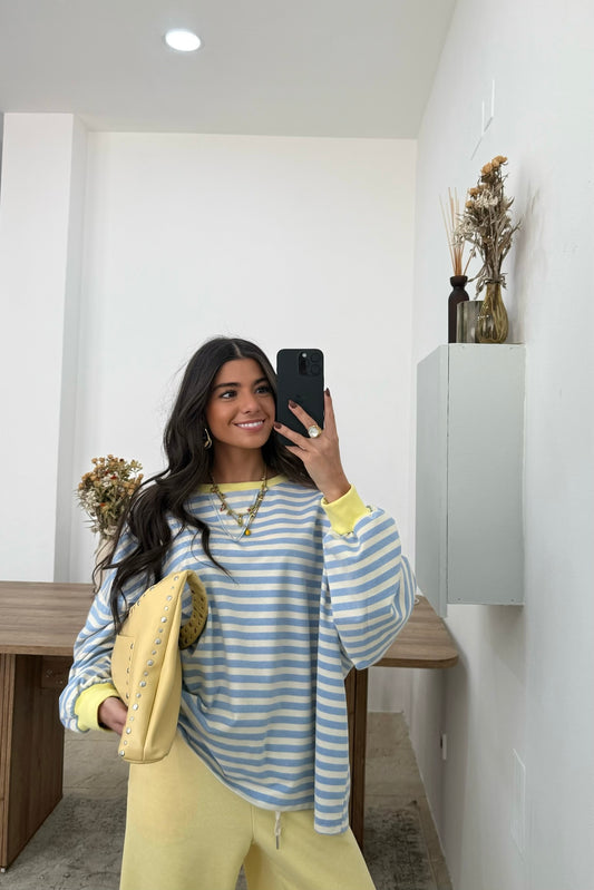 Blue Striped Sweatshirt