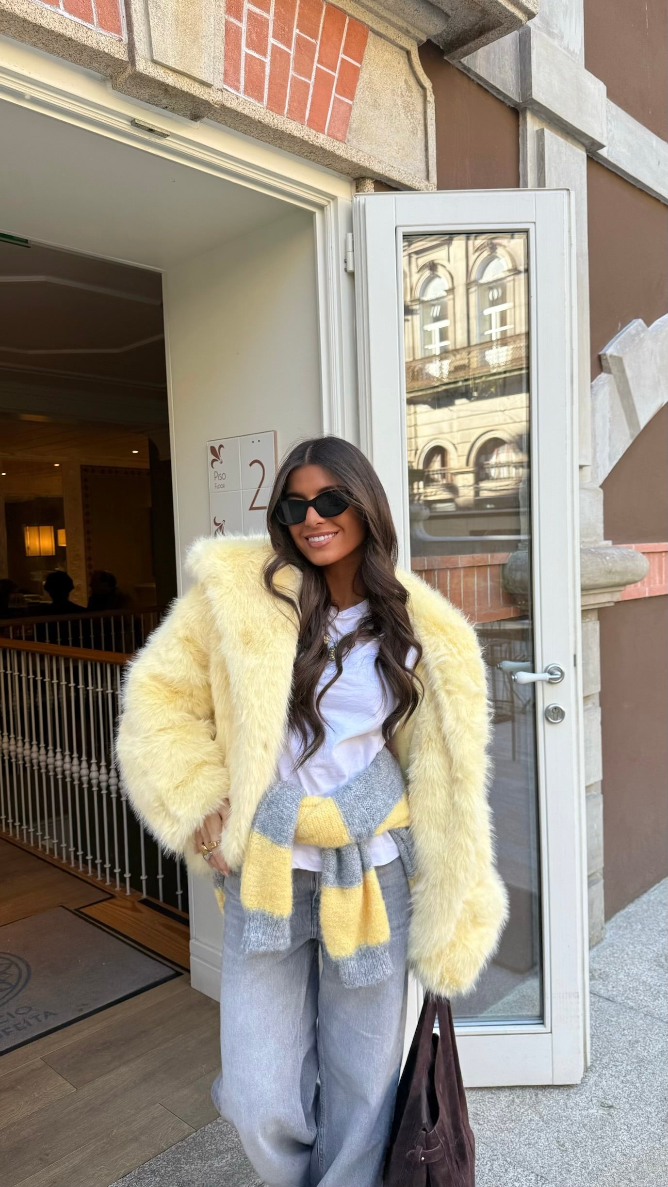 Butter Yellow Faux Fur Hoodie Jacket