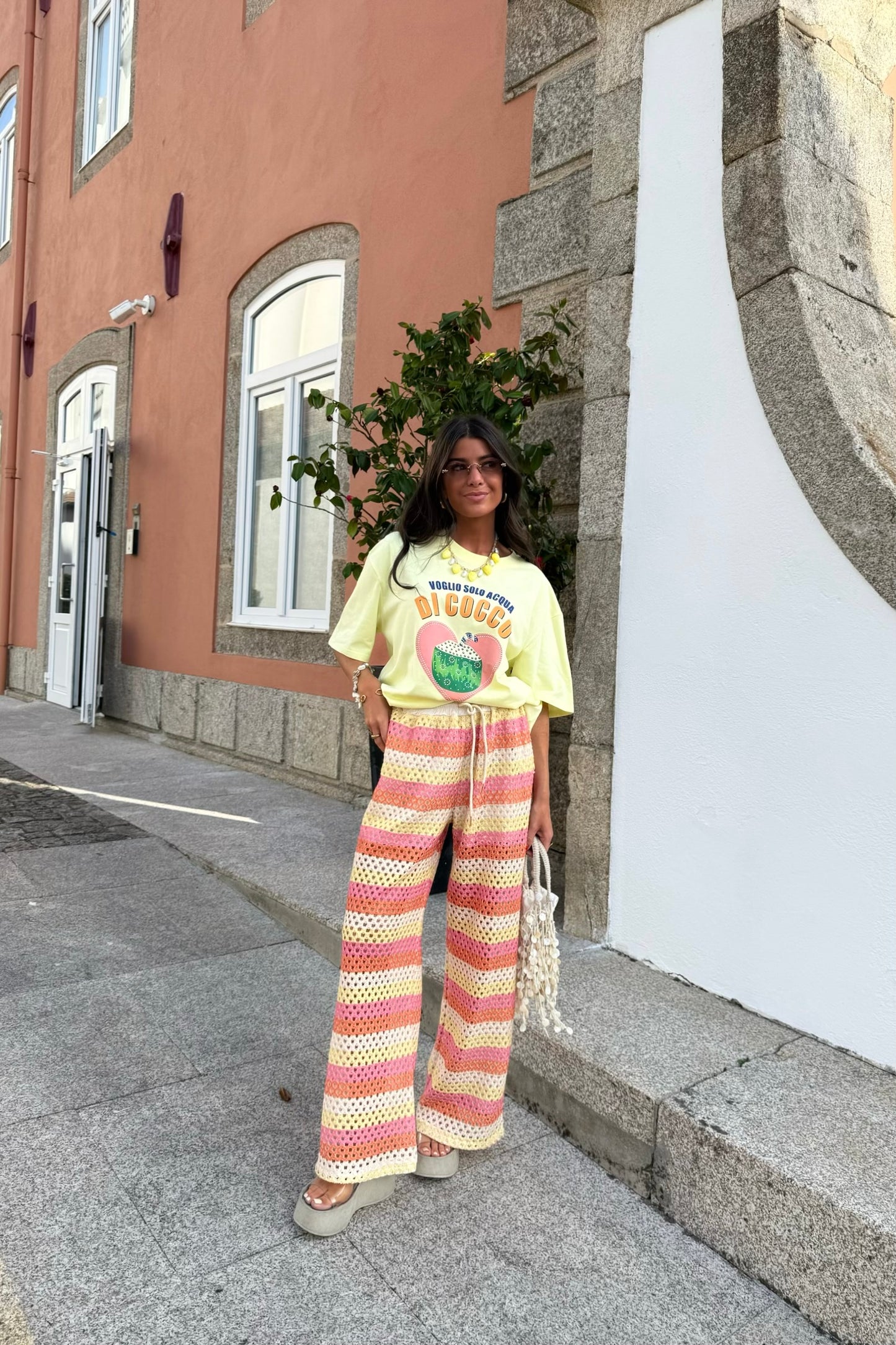 Striped Colorful Crochet Pants (Lined)