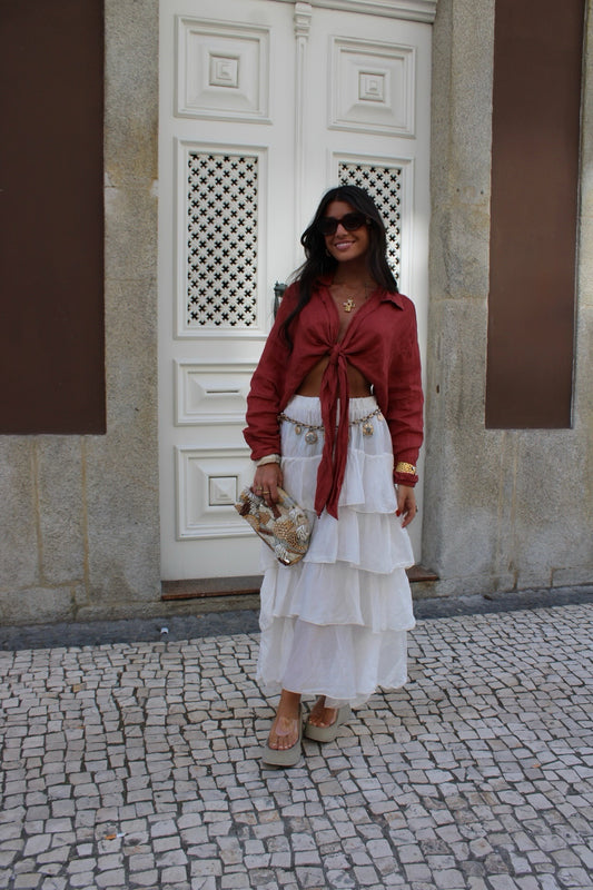Pearl White Layered Skirt