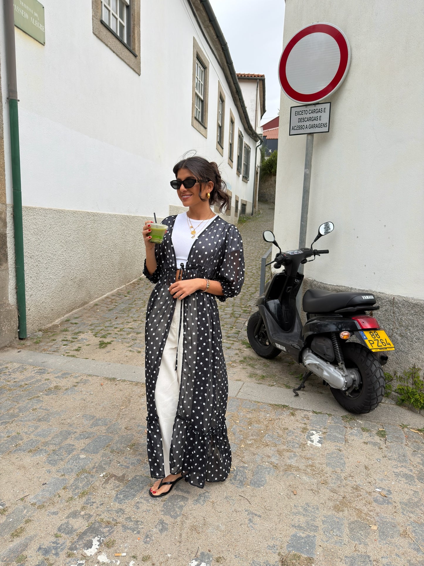Polka Dot Sheer Maxi Kimono