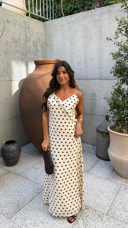 Polka Dot Ruffle Maxi Dress