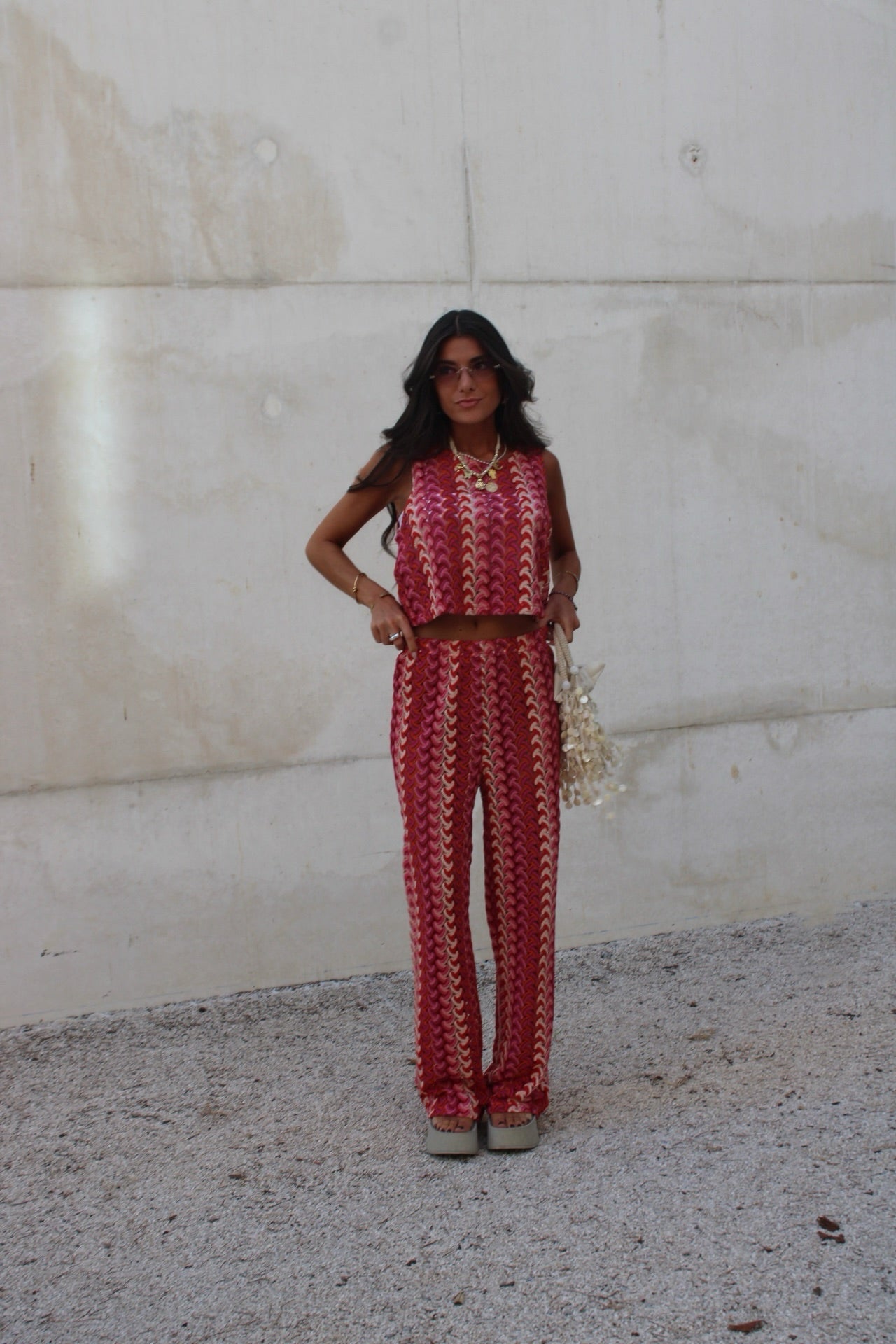Crochet Set in Vibrant Shades of Orange and Pink