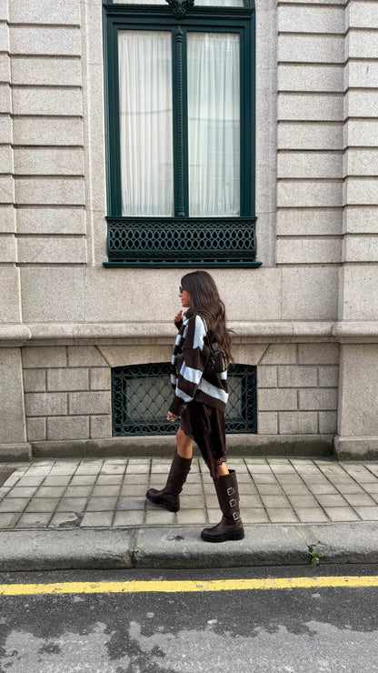 Striped Cardigan with Matching Scarf