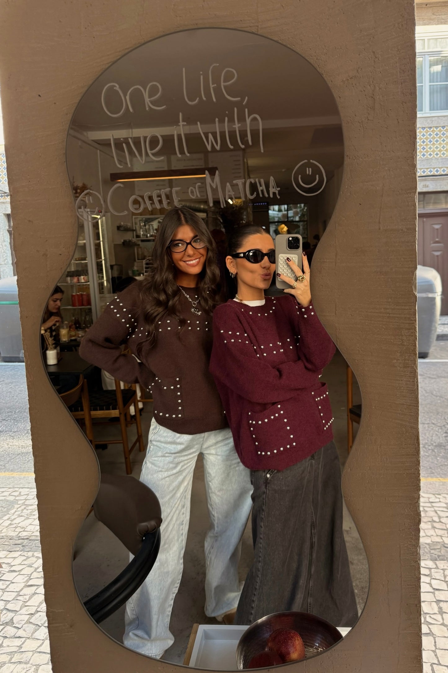 Chocolate Studded Knit Sweater