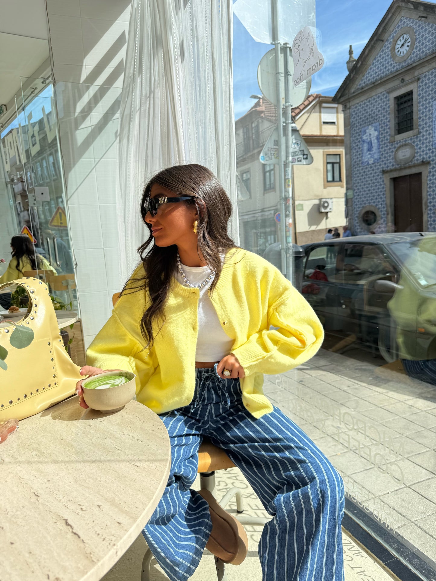 Yellow Alpaca Blend Cardigan