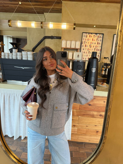 Wool & Cashmere Hooded Jacket in Grey