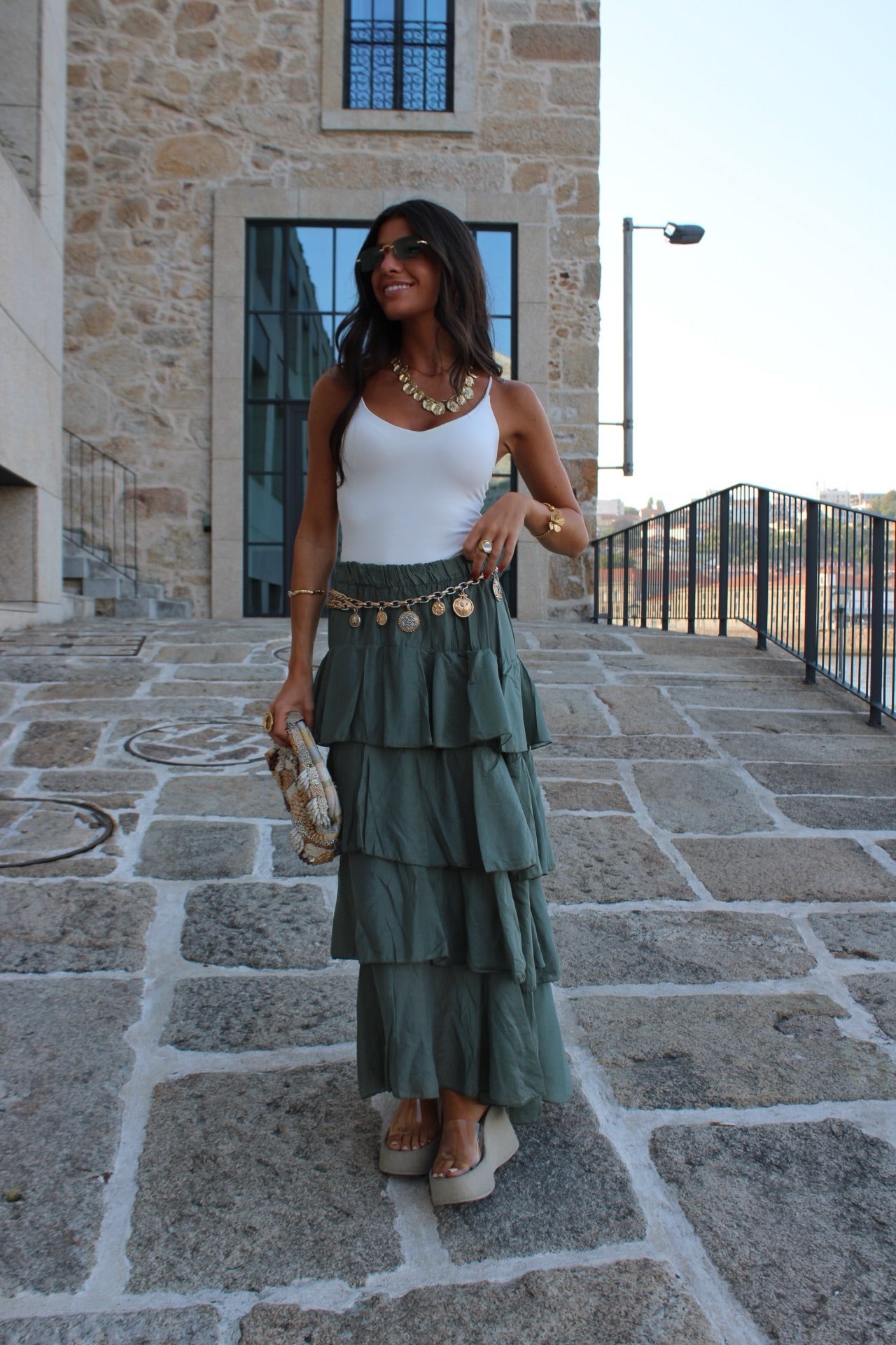 Sage Green Layered Skirt