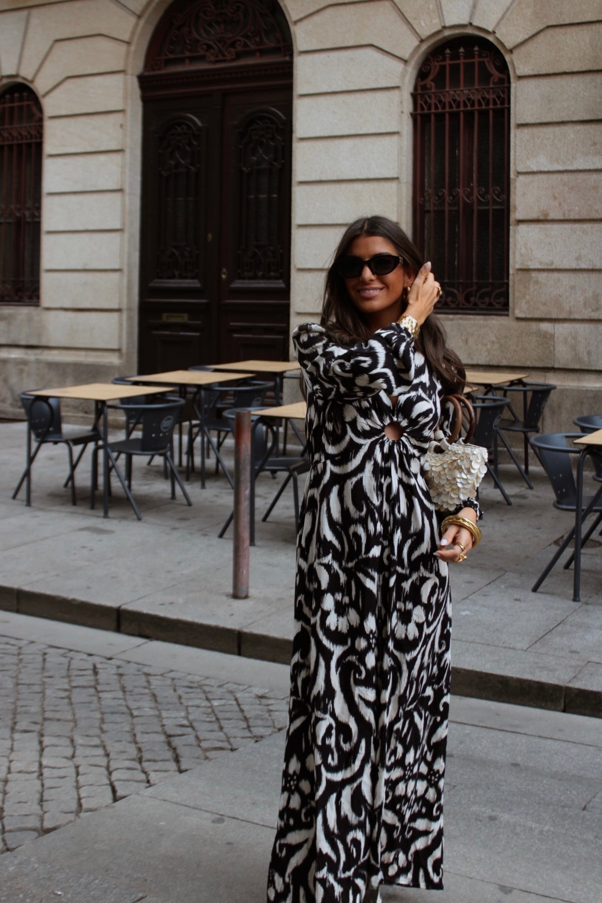 Black & White Ikat Maxi Dress