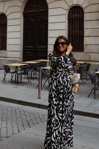 Black & White Ikat Maxi Dress