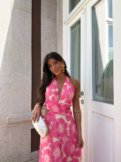 Pink Bloom Cut-Out Dress