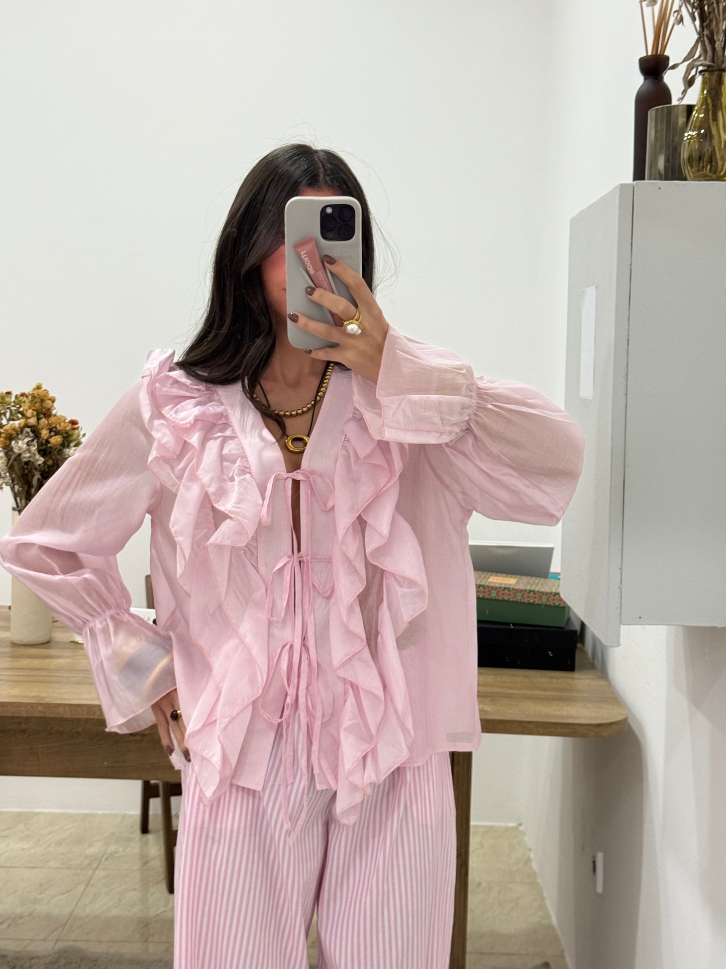 Ruffled Blouse in Pink