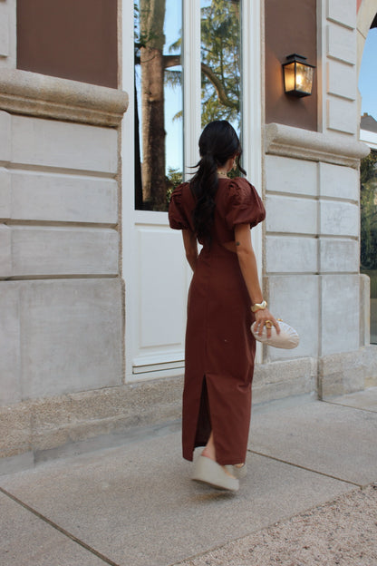 Cut-Out Maxi Dress in Brown
