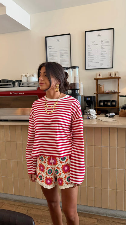 Cherry Stripe Long Sleeve