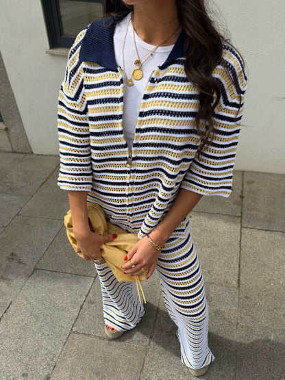 Golden Coast Stripe Crochet Pants