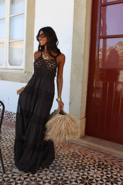 Crochet Trim Maxi Dress