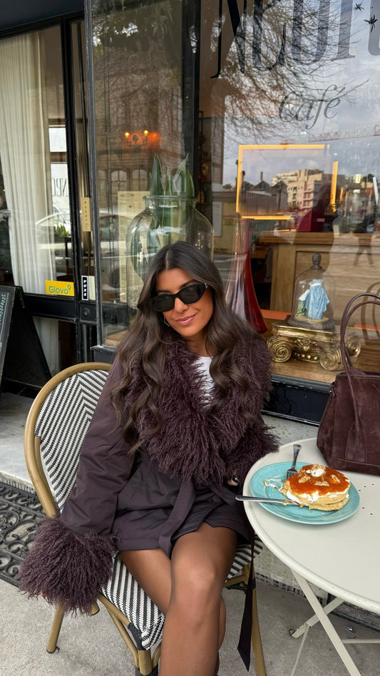 Fur Detail Belted Coat