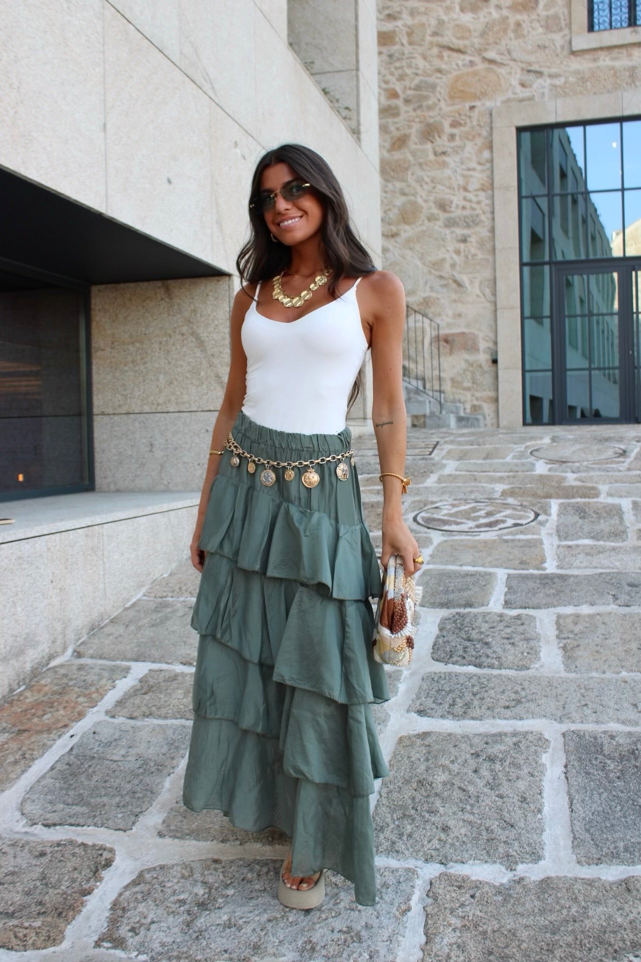 Sage Green Layered Skirt
