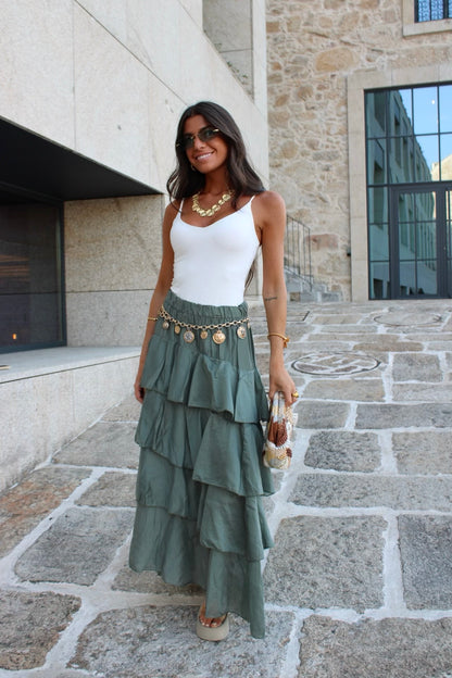 Sage Green Layered Skirt