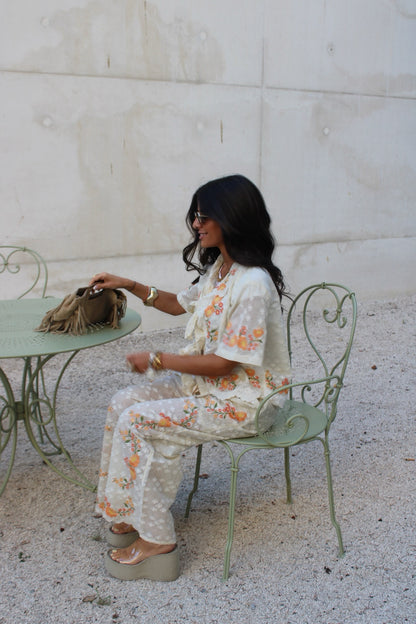 Embroidered Floral Set (Blouse & Pants)