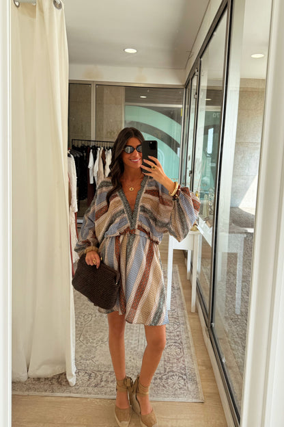 Geometric Print Dress in Safari Tones