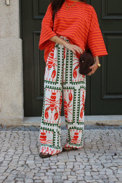 Lobster Print Flowy Pants