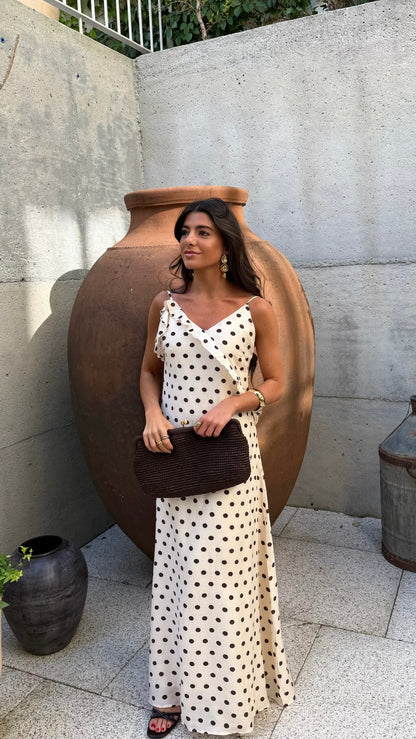 Polka Dot Ruffle Maxi Dress