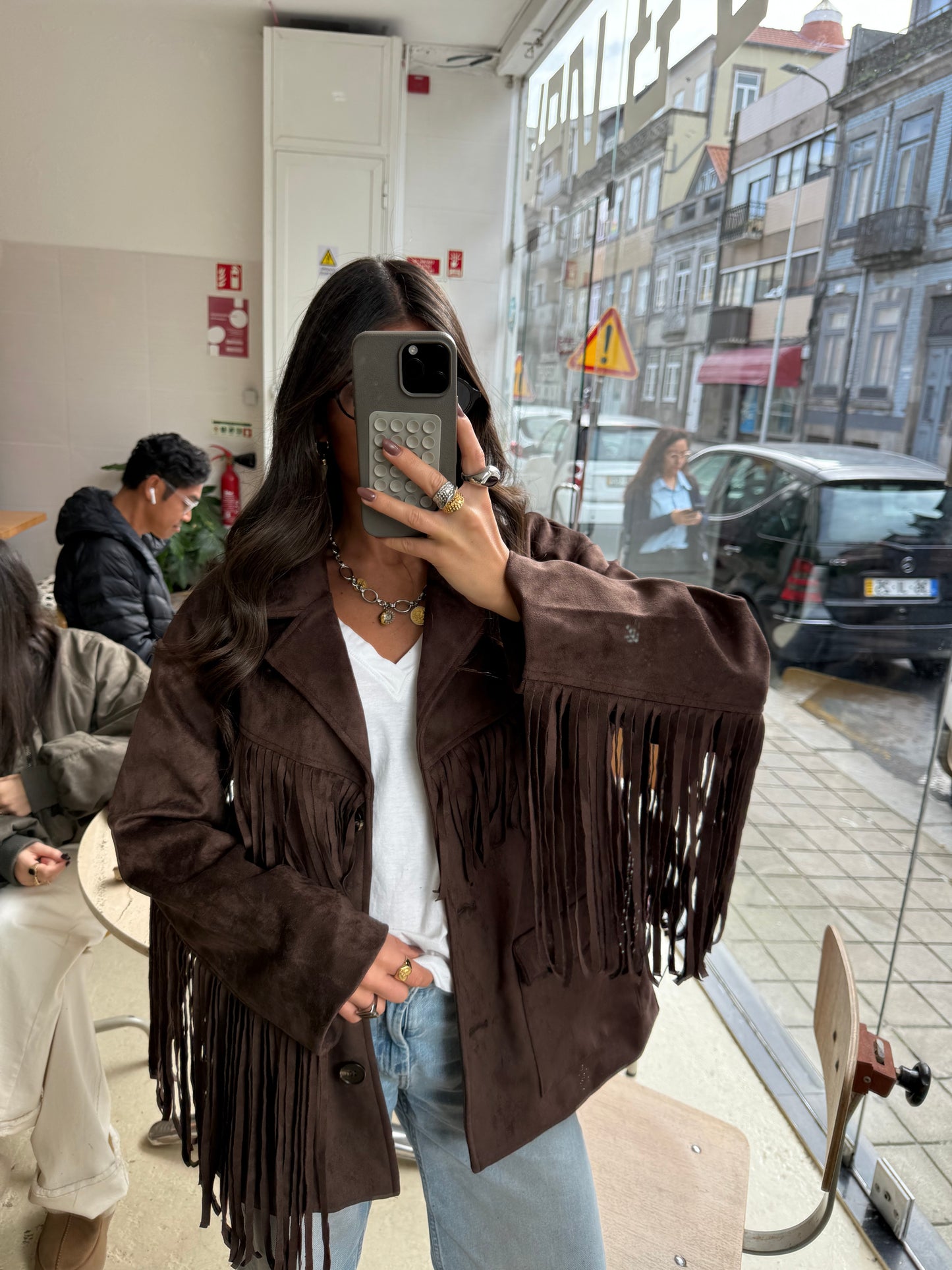 Western-Inspired Suede Fringe Blazer