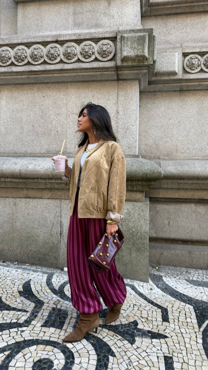 Berry Stripe Balloon Trousers