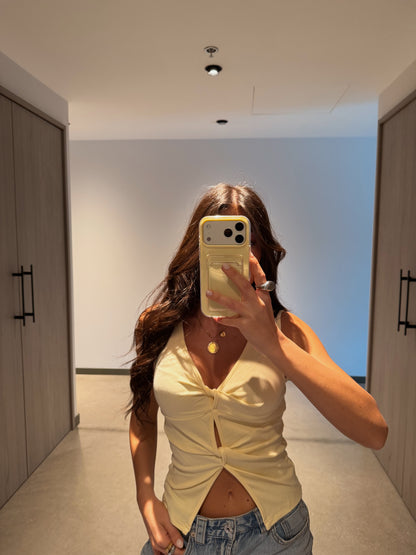 Butter Yellow Knot Top