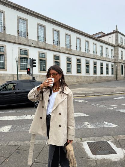 Belted Trench Coat in Beige