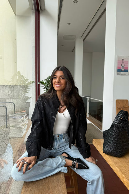Bomber Jacket in Lace and Sequin