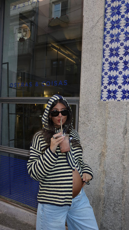 Striped Zip Cardigan