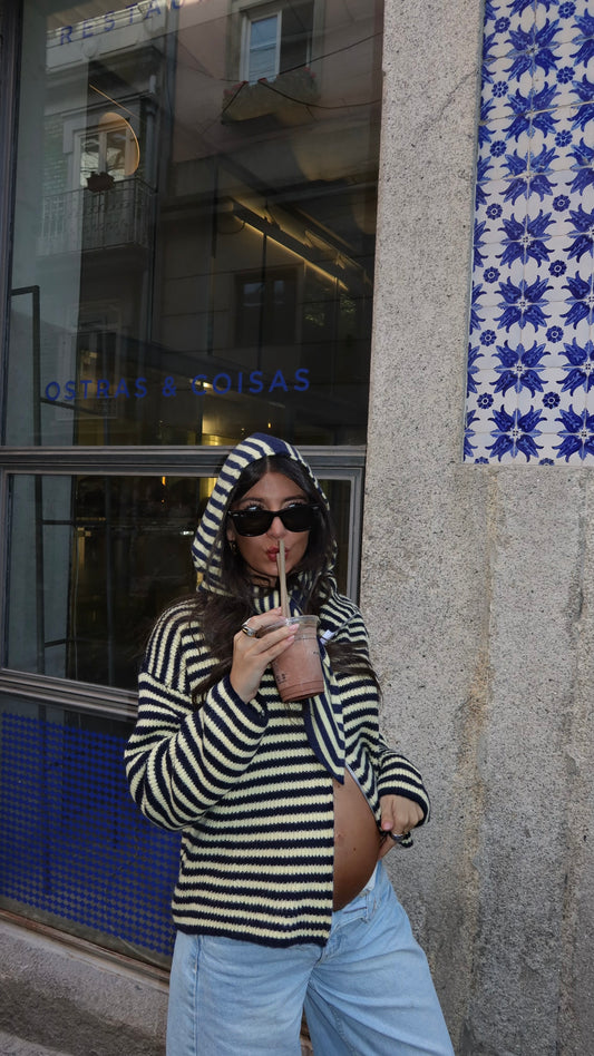 Striped Zip Cardigan
