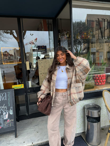 Plaid Wool-Blend Bomber Jacket