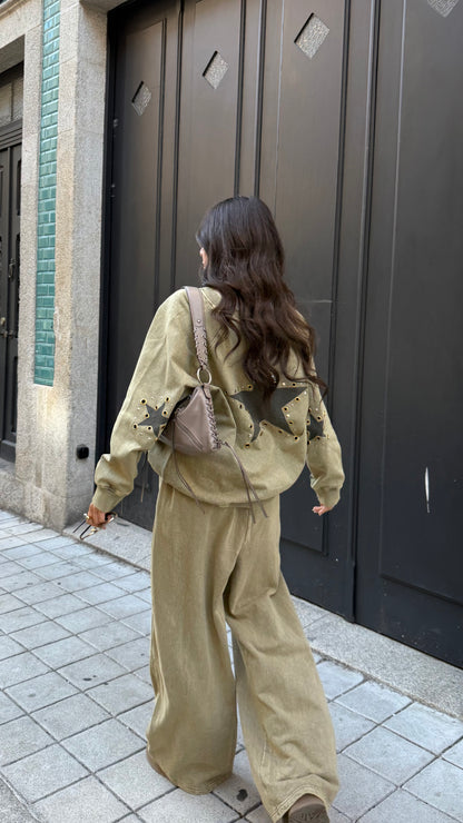 Star Studded Tracksuit in Khaki