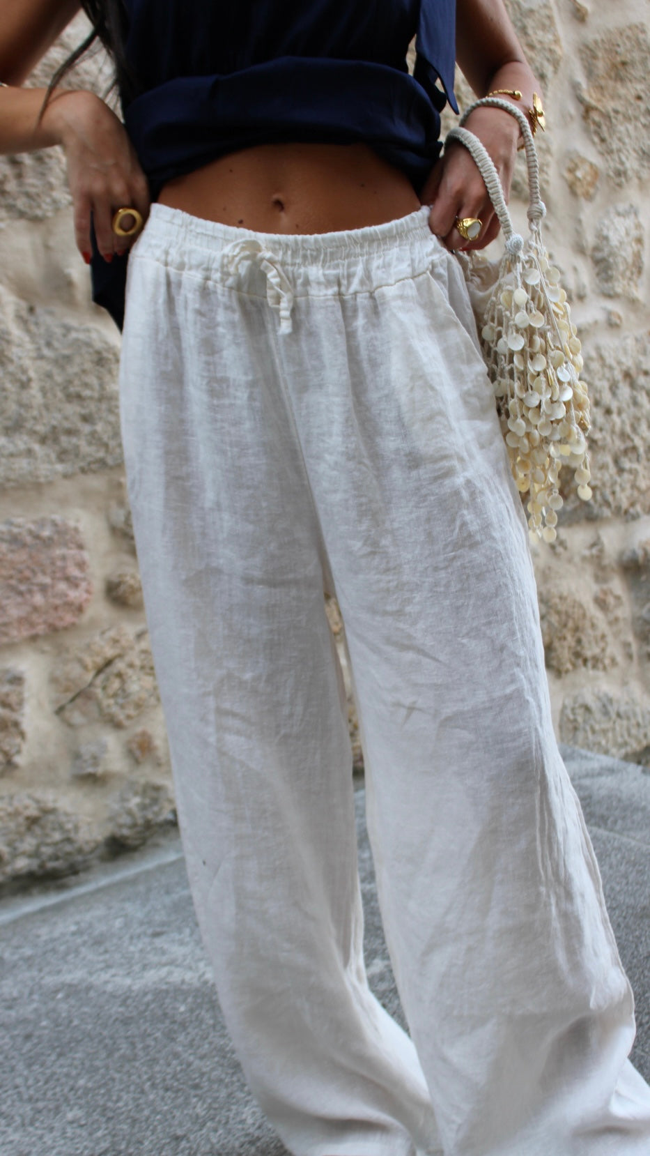 Linen Trousers in Off White